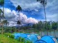 one of the campsites, in the tourist area of Ã¢â¬â¹Ã¢â¬â¹Ã¢â¬â¹Ã¢â¬â¹Lake Cileunca. bandung, jakarta island java. IndonesiaÃ¯Â¿Â¼